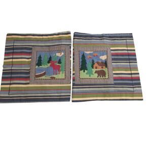 Handmade Bear Moose Standard Size Pillow Sham Set Of 2 Lodge Cabin Camping Ski